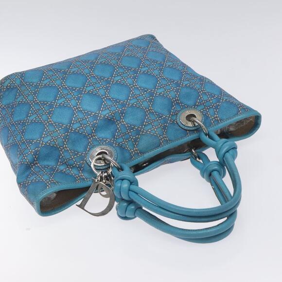 DIOR Canage Hand Bag Coated Canvas Blue Silver - Picture 6 of 12